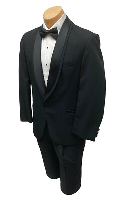 Men's Oscar de la Renta Dimensions Black Tuxedo Jacket Satin Shawl Lapels 40R