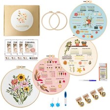 4 Sets Beginner Embroidery Kits for AdultsPlant Cross Embroidery Sets  Easy to...