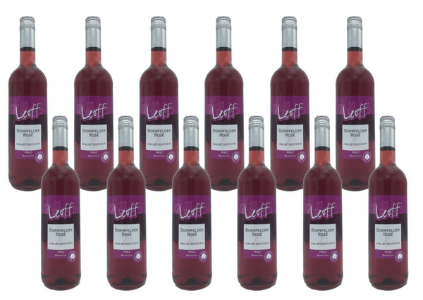 12X Leoff Dornfelder Rosewein Halbtrocken QBA QualitäTswein Pfalz 10,5% - 0,75L-image