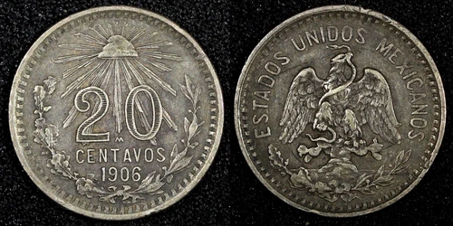1906 Mexico 20 Centavos Silver — photo from another recent sale