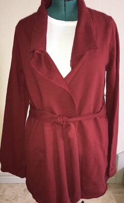 LUCKY BRAND M Rare Vintage Retro Jacket Cardigan Wrap Kimono Jingo Wine Red