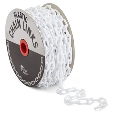 100 Foot White Plastic Chain - Safety Plastic Barrier Chain for Crowd Control...