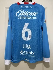 Erik Lira #6 Mens LARGE Cruz Azul PIRMA Home Jersey Long Sleeve