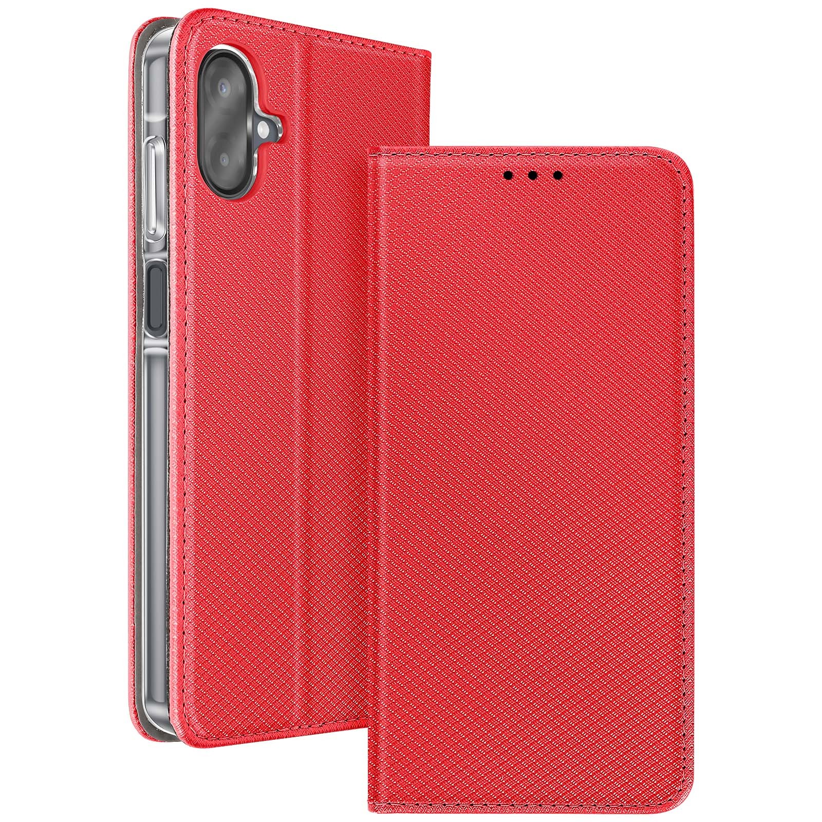 Étui Galaxy A07 à clapet effet strié avec porte-carte et support vidéo noir