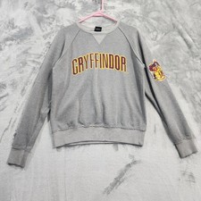 Harry Potter Sweatshirt Women M Gray Gryffindor Crest Distressed Jumper Pullover