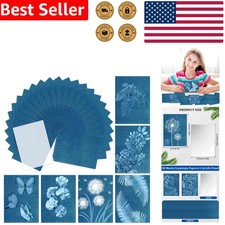 Cyanotype Sun Print Paper 30 Sheets, Solar Activated DIY Arts and Crafts Kit