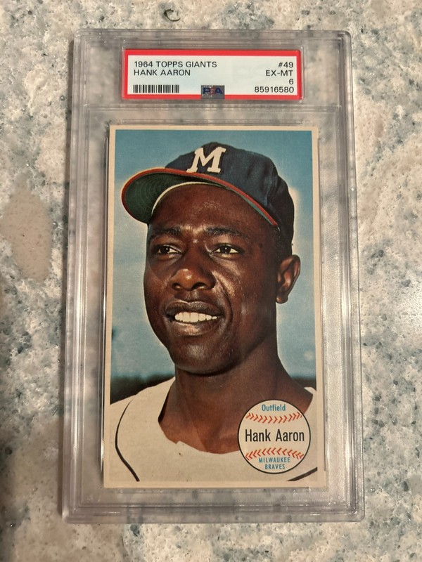 1964 Topps Giants # 49 Hank Aaron PSA EX-MT "6" MLB HOF Braves