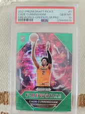 21-22 Panini Prizm Draft Cade Cunningham #1  Fireworks Green Pulsar PSA 10 23/25