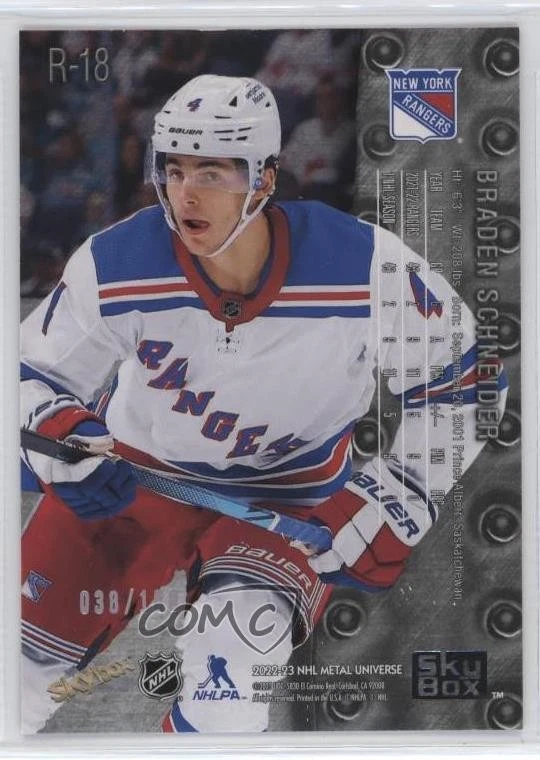 2022 Skybox Metal Universe 1998-99 Retro Rookies PMG Red /90 Braden Schneider RC - Image 2 of 2