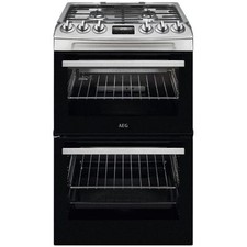 AEG CGX1130ACM Gas Cooker 55cm Double Oven Stainless Steel