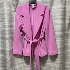 Austin Reed Virgin Wool Cashmere Women 14 Pink Wrap Jacket Classy Luxury NWOT