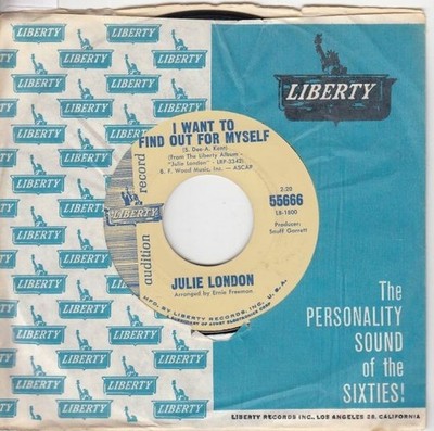 Julie London   I Want To Find Out For Myself / Guilty Heart 7'' 45