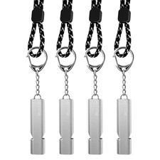 Survival Whistles 4-Pack  6-Pack, Upgraded Aluminum Emergency 4 Pack Silver