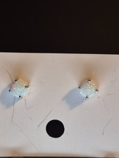 Sterling Silver White Opal Stud Earrings