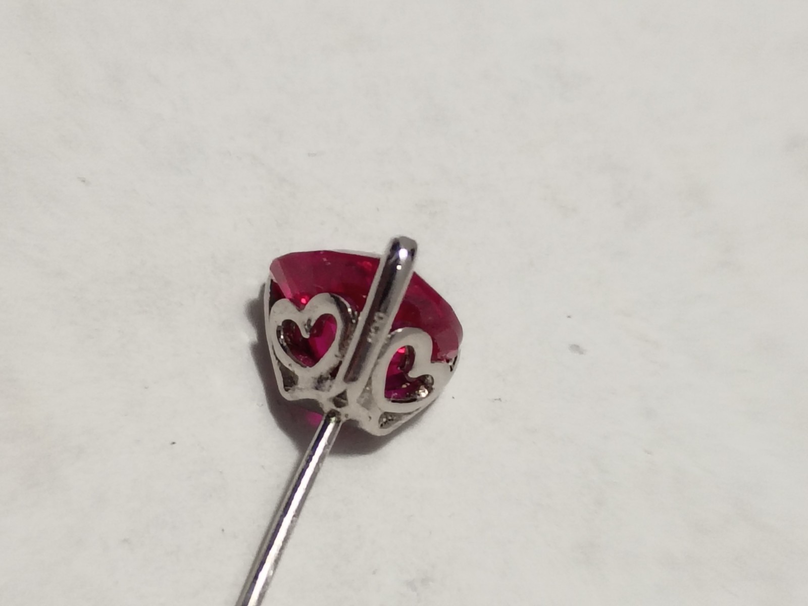 925 Sterling Silver Lab Created Ruby Heart Earrin… - image 5