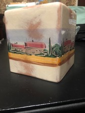 Vietri Italian Tissue Box Cover with village coastal scene.