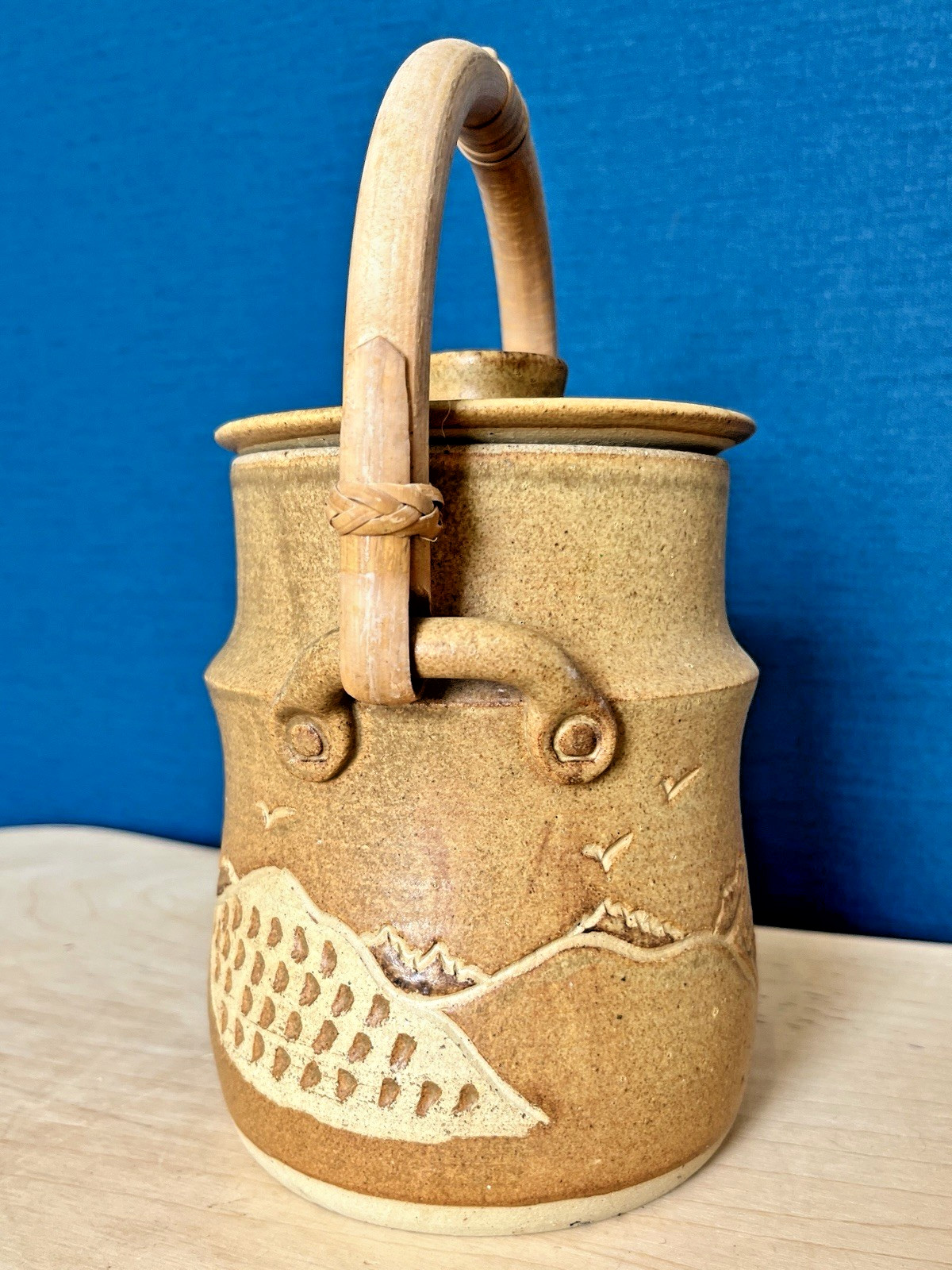 Vintage Hilbre View Pottery Lidded Storage Jar Bentwood Handle Studio Pottery 22 image 5