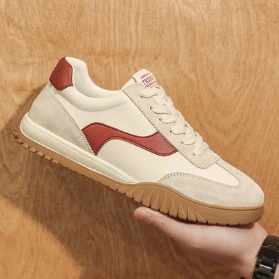 Men's Outdoor Walking Sport Shoes Leather Vulcanized Flats Fashion Sneakers