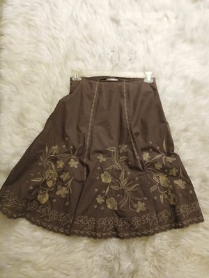 LUCY PARIS Brown Full Skirt with Embroidery Size S