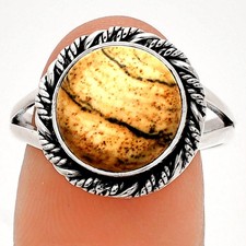 Natural Picture Jasper 925 Sterling Silver Ring s.9 Jewelry R-1014