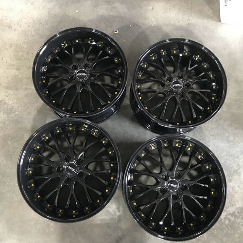 Used 18x9 ARC AR6 AR06 5x112 35 73.1 Black Wheels set(4)
