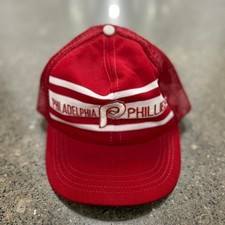 VINTAGE 80s PHILADELPHIA PHILLIES BASEBALL MESH TRUCKER SNAPBACK ADJUSTABLE HAT