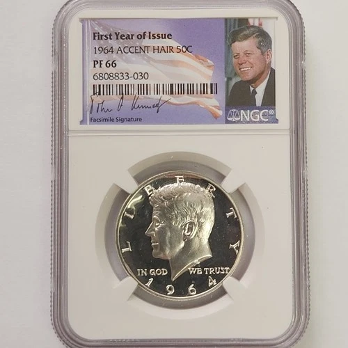 1964 Kennedy Half Dollar Proof Accent Hair NGC PF66