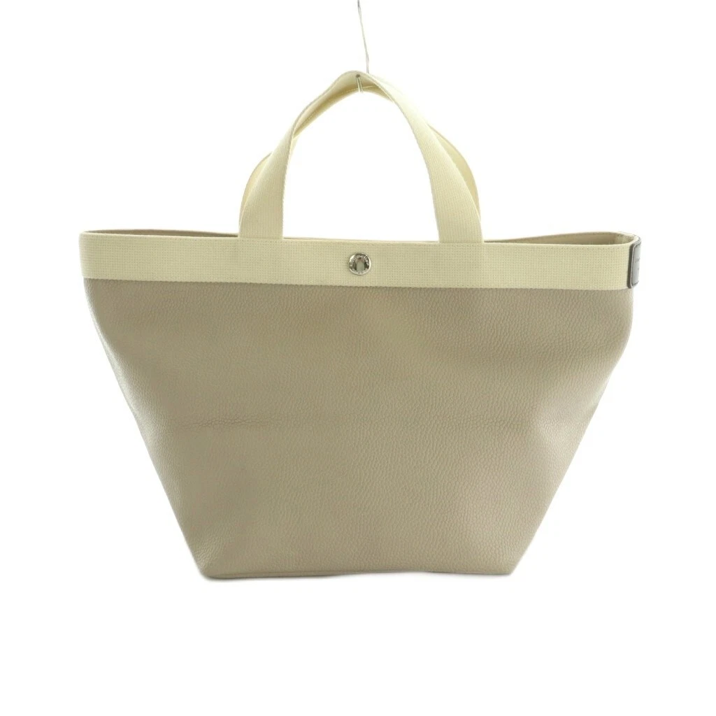 Herve Chapelier 707GP Luxe Boat Tote M Handbag Grey Leather Used 