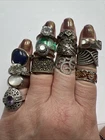 VINTAGE LOT 14 STERLING 925" ACCENT FASHION RINGS TESTED