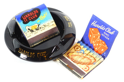Harolds Club Casino Reno 1940s Roulette Wheel Featured Matchbooks Glass Ashtray