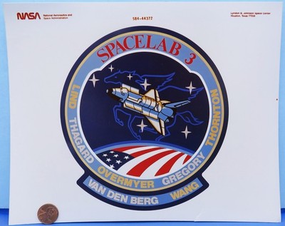 NASA PHOTO Space Shuttle STS-51B Crew Mission patch Logo Red Serial  10 x8