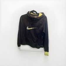 Nike Therma-Fit Hooded Sweatshirt Gray w/ Neon Swoosh and Drawstrings Adult L