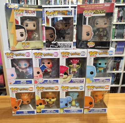 lot 11 funko pop - pokemon - black adam - shazam - black panter