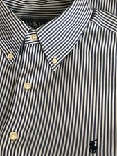 POLO RALPH LAUREN Classic Fit Blue White Striped Long Sleeve Shirt Size 16 1/2