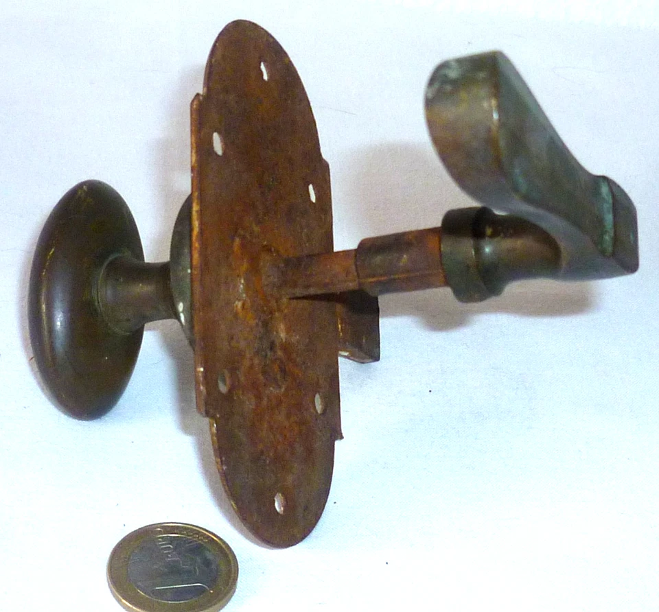 POIGNÉE DE PORTE COMPLÈTE XIXème AVEC SON LOQUET - Photo 4/4