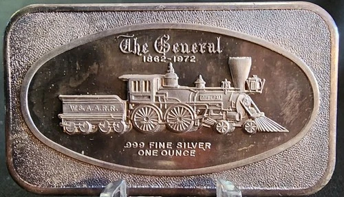 1972 Madison Mint 1862-1972 The General 1 oz. Silver .999 Fine Art Bar