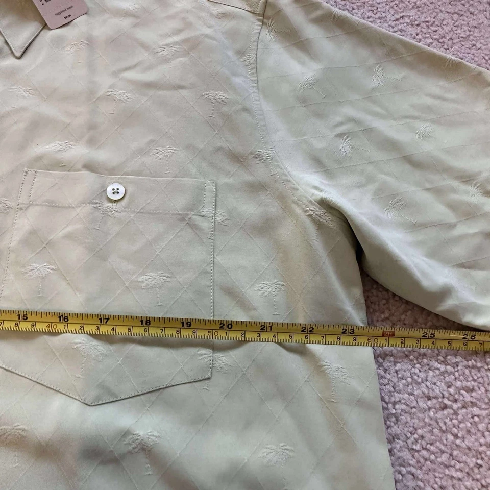 NUEVO CON ETIQUETAS Camisa Tori Richards Verde 100% Seda Manga Corta Abotonada Palmeras Talla L Foto 4 de 4