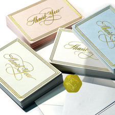 Thank You Cards with Envelopes 100-Pack, Blank inside -Color Embossed Gold Foil