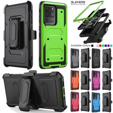For Samsung Galaxy S20 Plus/FE S20 Ultra Case Hybrid Dual Layers Cover Belt Clip