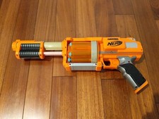 Nerf Dart Tag Fury Fire Orange Revolving Pump Shooter w/ 7 Darts FuryFire USED
