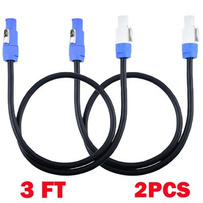 2x 3ft 16AWG Stage Lighting Fixture PowerCon-Compatible Power-Through Blue Cable