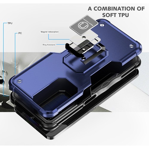 For T-Mobile Revvl V Plus Metal Ring Kickstand Case Dual Layer Shockproof Cover - Picture 24 of 44