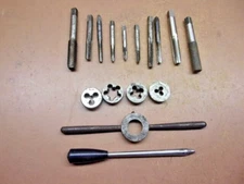 Vintage 16-Piece Machinist's Lot Taps Dies 3/4" Die Handle plus 2 Unknown Tools