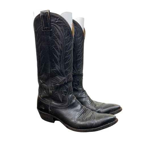 NOCONA-Black Leather & Exotic Sting Ray Cowboy Boots-Sz 5C=6 
