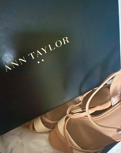 ANN TAYLOR LOFT Beige Obi Bow Espadrille Wedge Ankle Strap Shoes/Sandals Size 7 - Picture 8 of 11