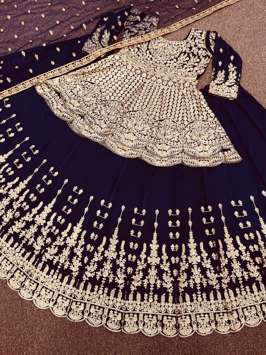 Eid Lacha Suit Lehenga Long Top Choli Indian Sequins Lengha Choli ...