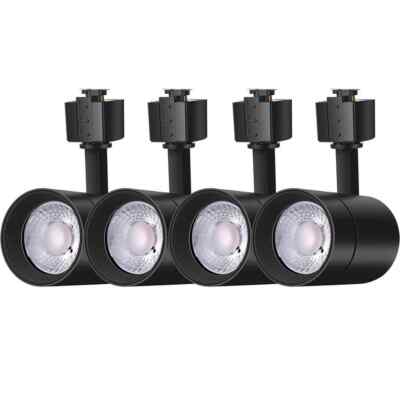 FLSNT 1-Light Black LED Linear Track Lighting Mini Cylinder Step Head 4-Pack
