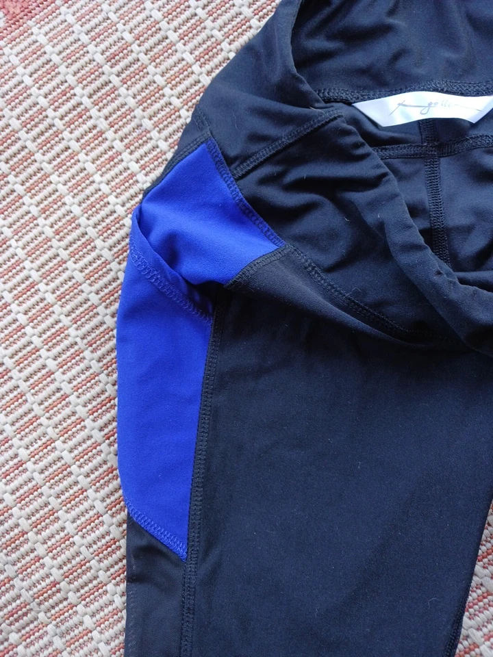 X by Gottex Leggings Sólidos Negro Azul Tiro Medio Malla Capris 3/4 Bolsillo Talla M Foto 4 de 4