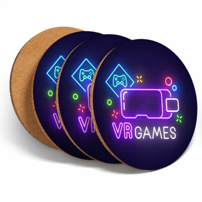 4 set - Virtual Reality VR Gaming - Coasters Kitchen Drinks Coaster Gift#14757