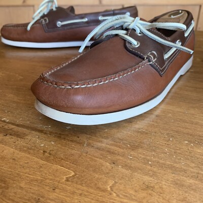 Brooks Brothers Brown Tan White Boat Shoes Mens 12 D